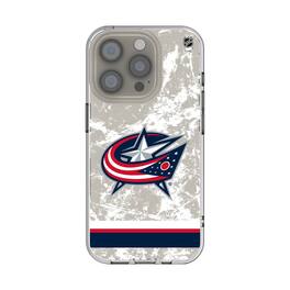 Keyscaper - NHL - Columbus Blue Jackets iPhone Stripe Clear Ice Case - 14 - Multicolor