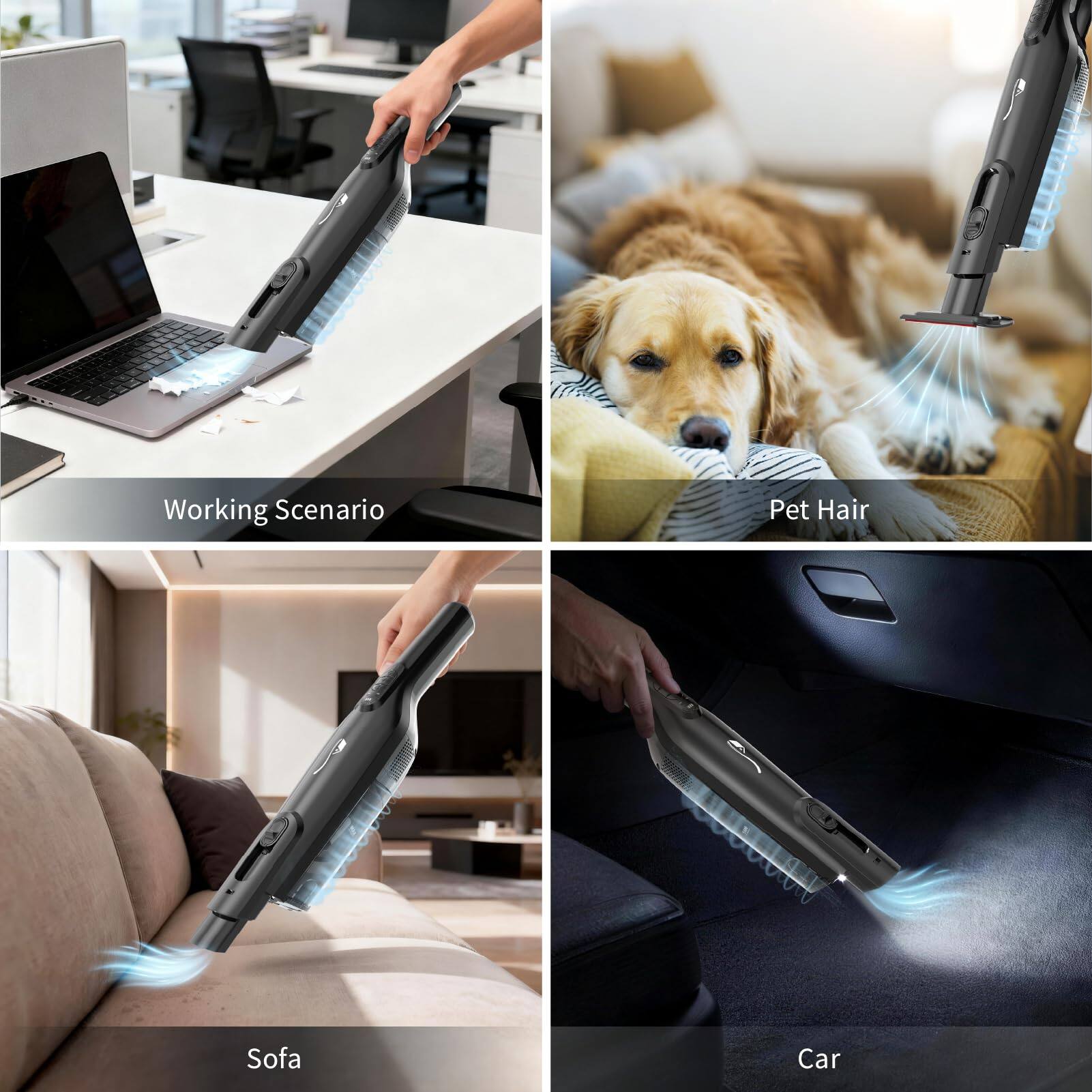 - Working Scenario
- Pet Hair
- Sofa
- Car