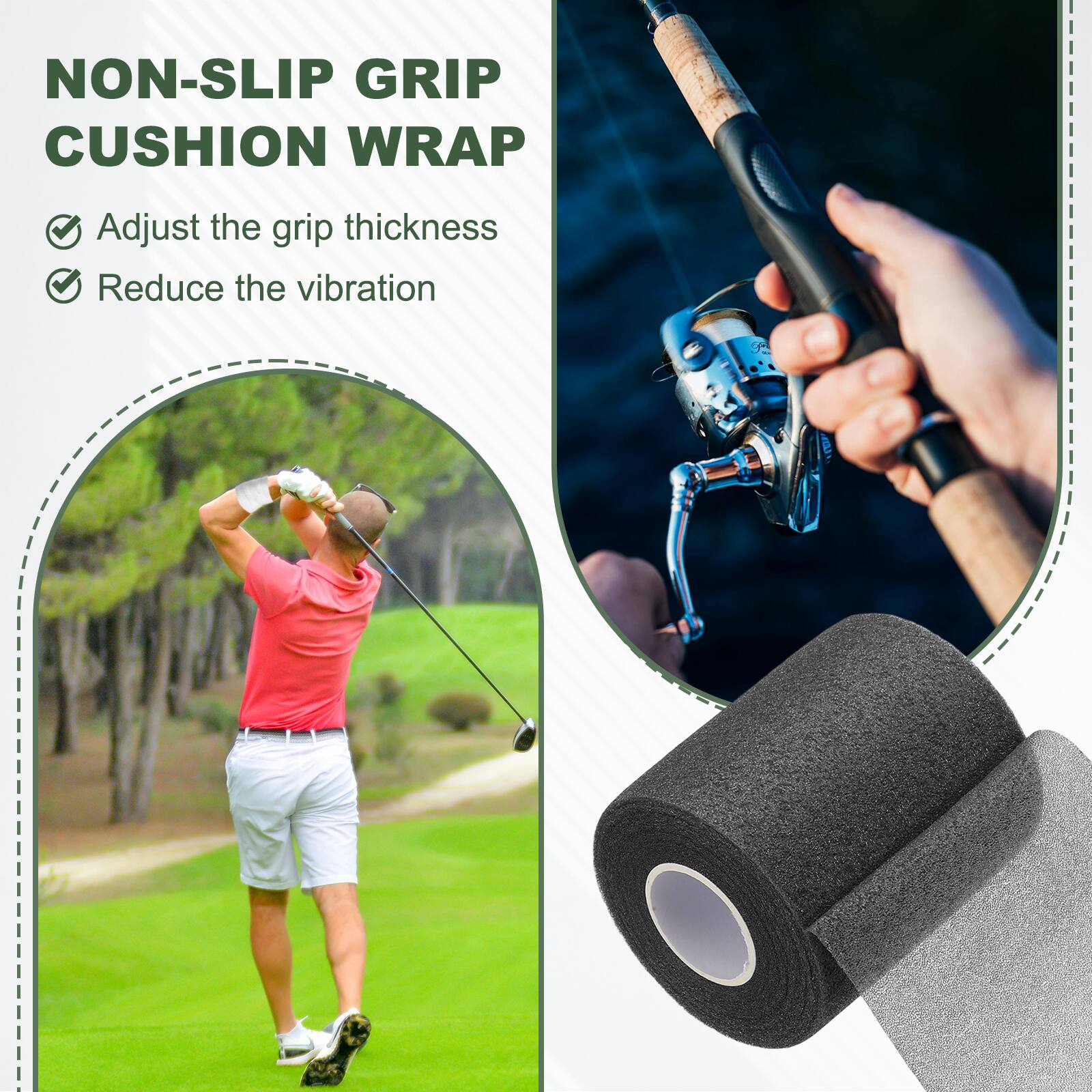 NON-SLIP GRIP CUSHION WRAP

- Adjust the grip thickness
- Reduce the vibration
