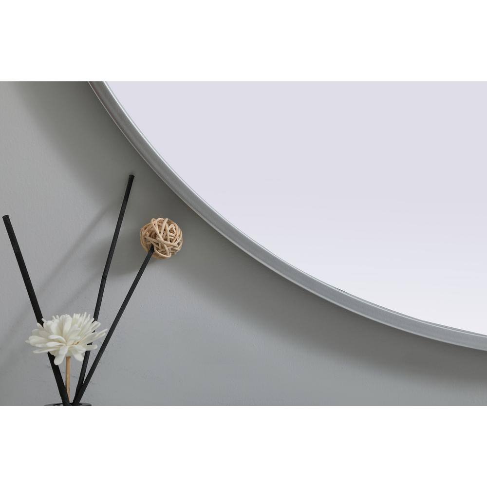 Alt View 3. Elegant Decor - Metal Frame Oval Mirror 30x40 Inch in Silver - Silver.
