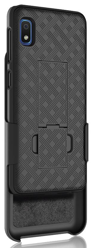 Alt View 5. Nakedcellphone - Case with Stand and Belt Clip Holster for Samsung Galaxy A10e - Black.