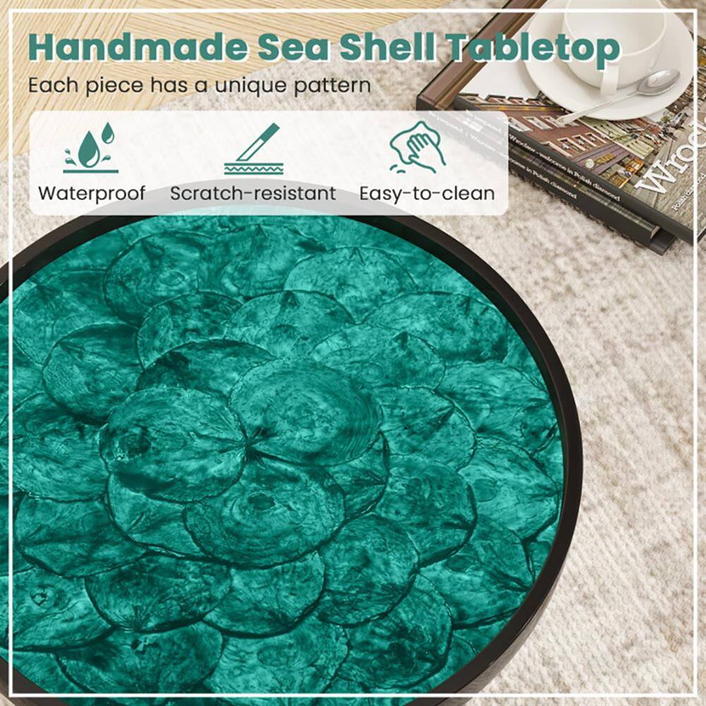 Handmade Sea Shell Tabletop  
Each piece has a unique pattern  

Waterproof  
Scratch-resistant  
Easy-to-clean