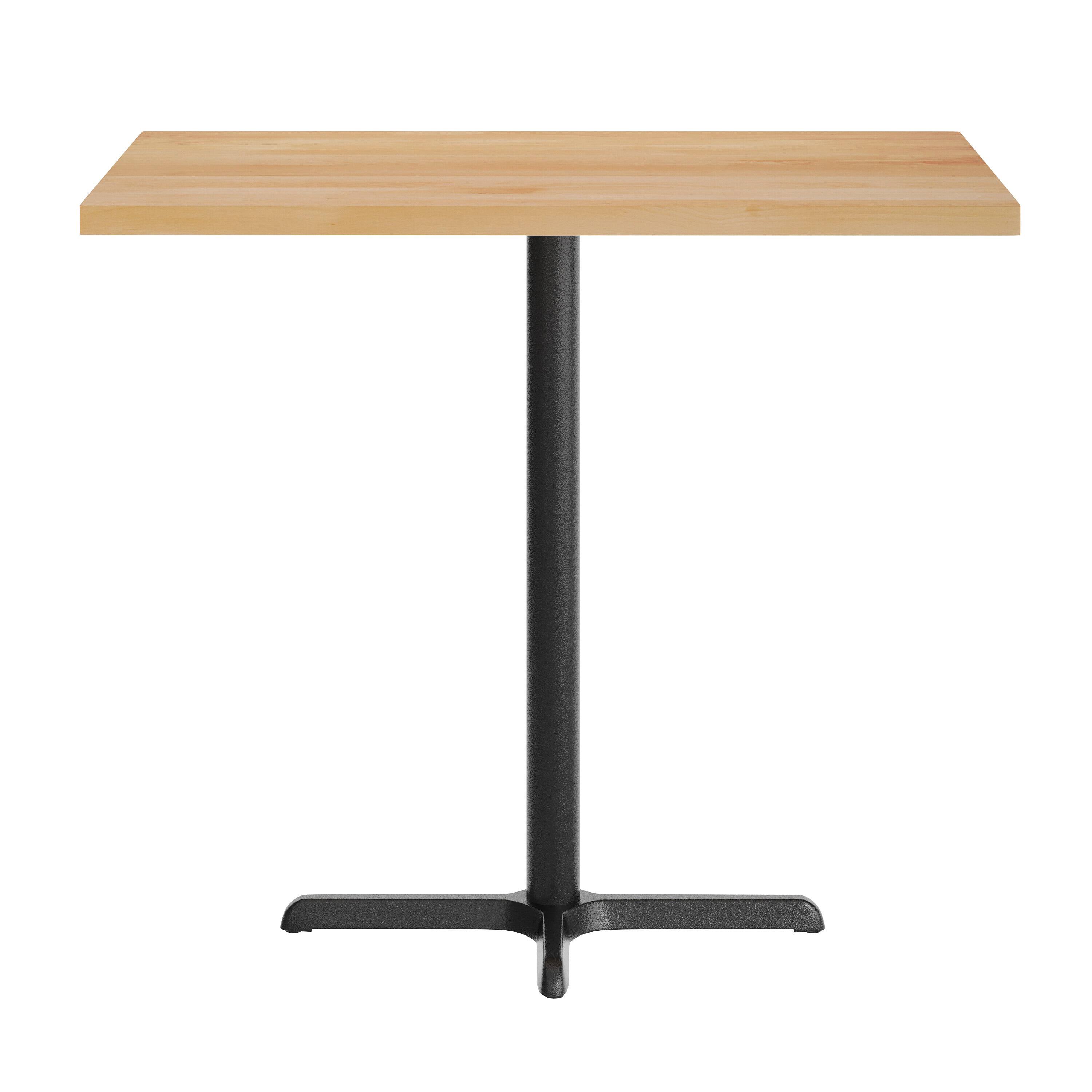 Angle. Flash Furniture - Bennett 30" x 48" Solid Wood Commercial Indoor Tabletop in Natural with 23.5" x 29.5" Bar Height Rust-Resistant Black Ca - Natural.