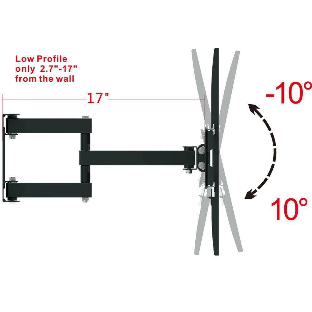 Low Profile only 2.7"-17" from the wall  
17"  
-10°  
10°