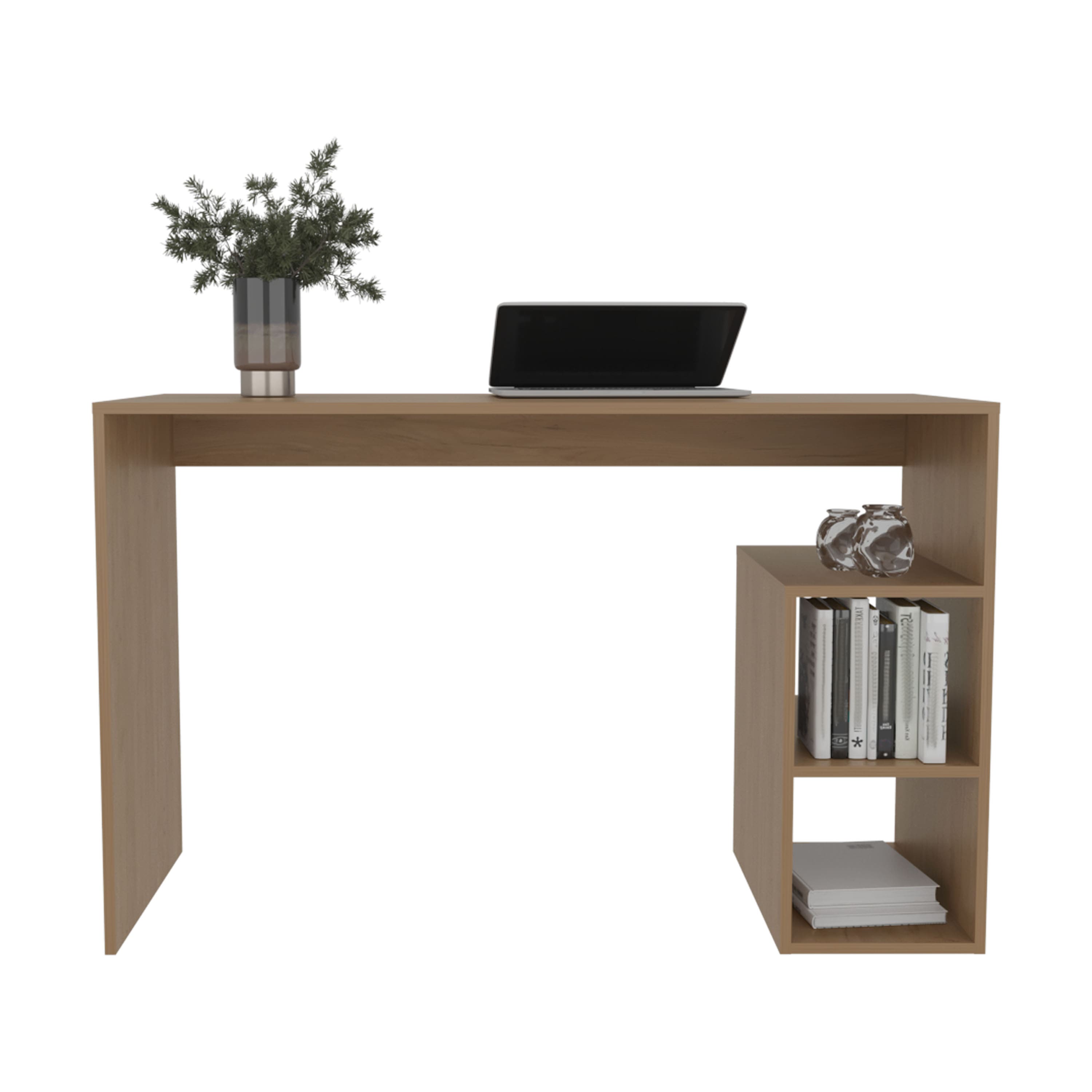 Tiramisubest - Computer Desk, 3 Shelves, Light Pine - Oak - Thumbnail 2