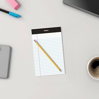 Alt View 7. Staples - Staples Notepads, 5" x 7.25", Narrow Ruled, White, 50 Sheets/Pad, Dozen (ST57338) - White.