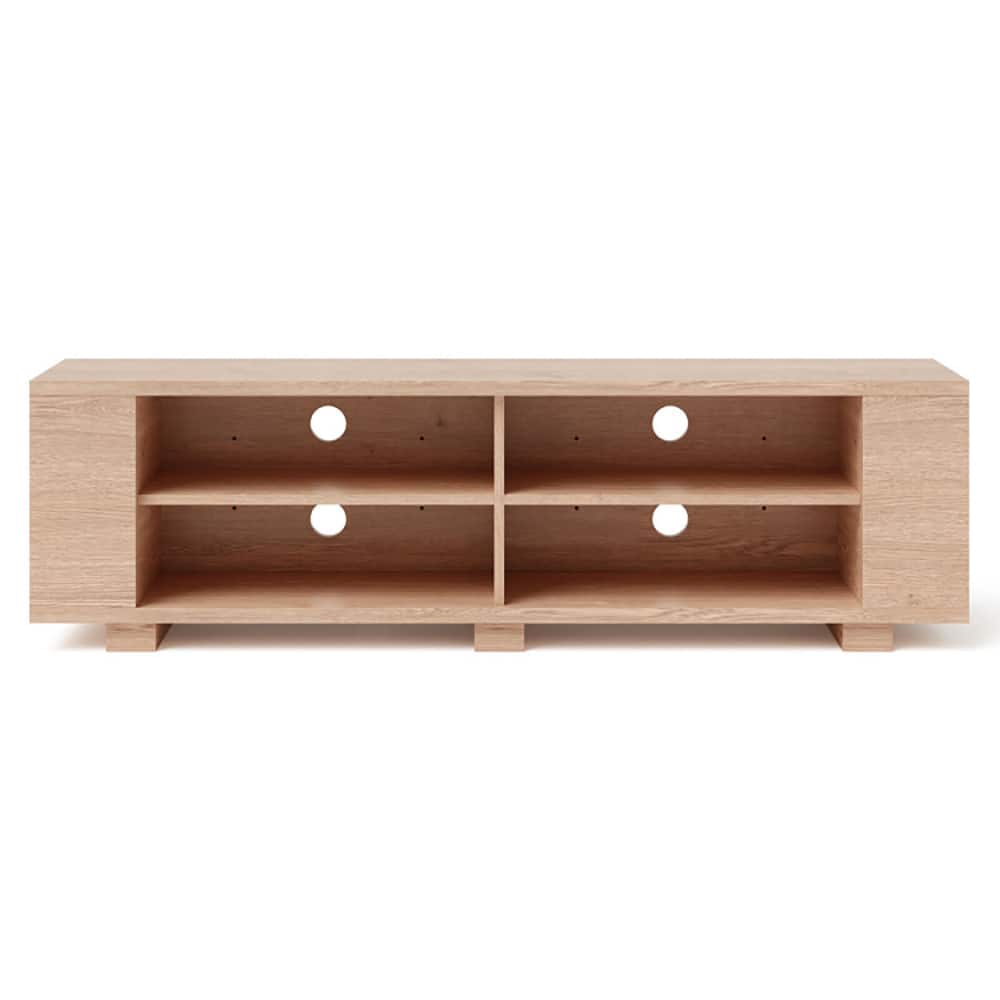 Pefilos - TV Stand Modern Wood Storage Console Entertainment Center-Natural, Mid Century Modern TV Stand for Living Room Bedroom - Brown