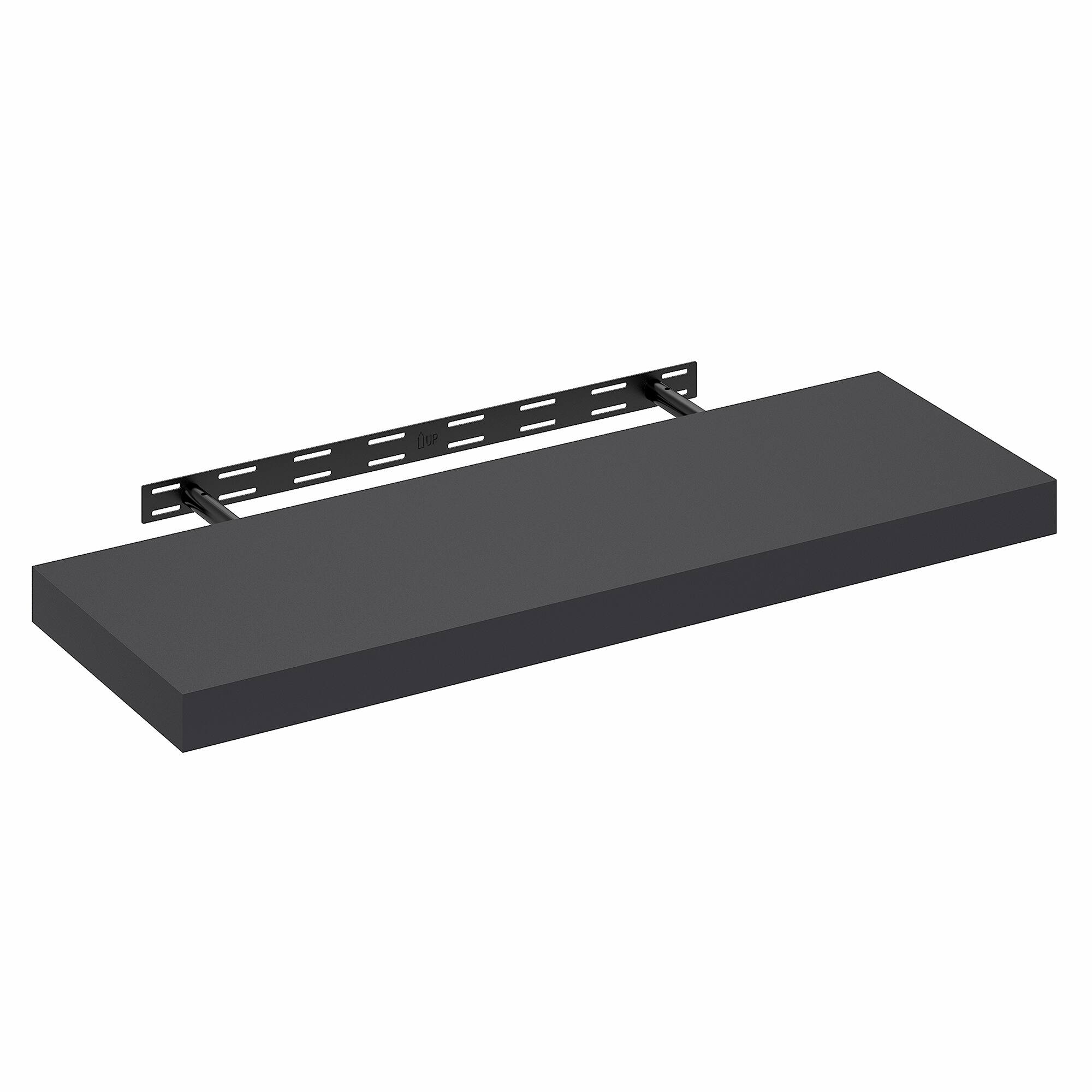 Alt View 3. Furinno - TANNA Floating Shelves for Wall, 12 x 35 Wall Shelf, Wall Mounted Floating Shelf with Invisible Brackets, Thick Shelf - Americano.