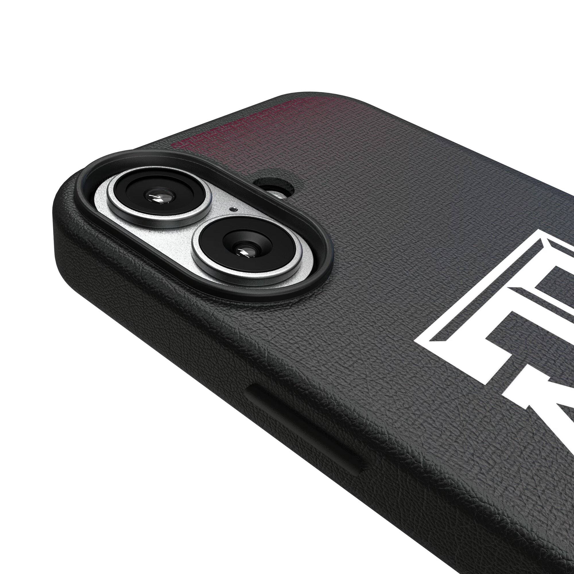 Alt View 2. Keyscaper - Texas A&M Aggies Linen Logo iPhone Magnetic Bump Case - 15 Plus - Black.