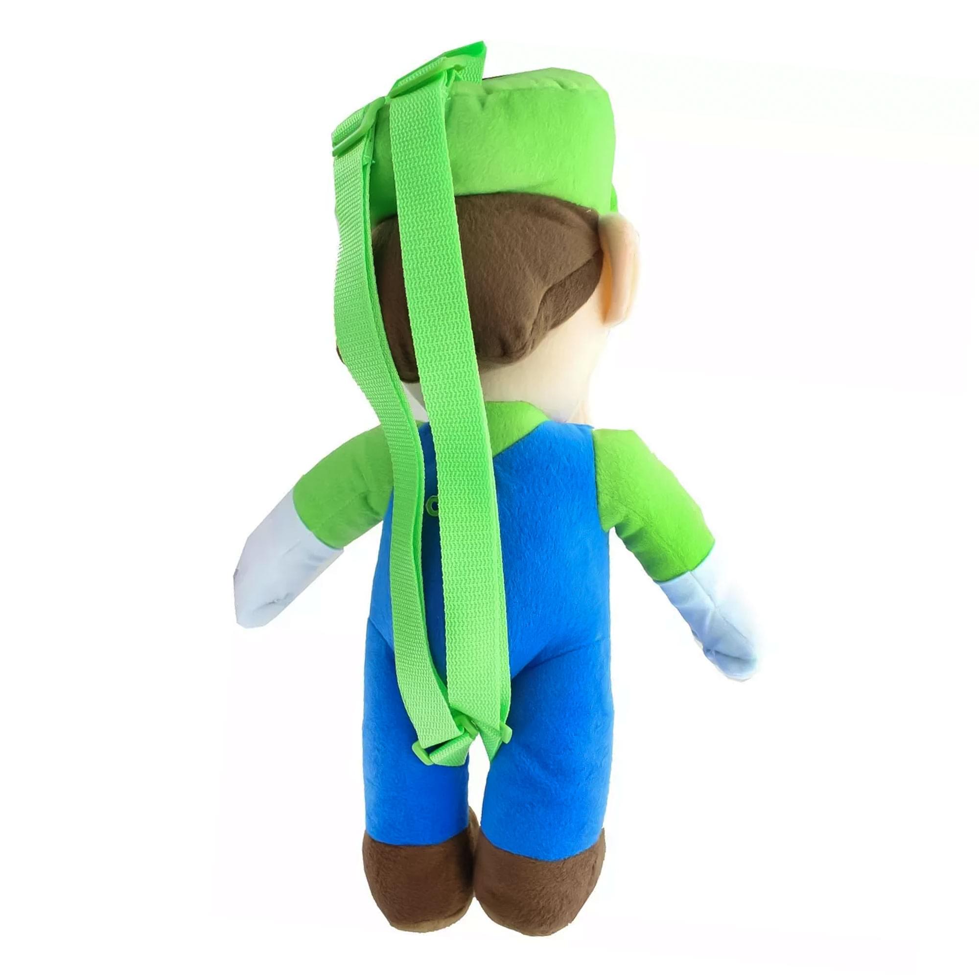 Alt View 1. Super Mario Bros. - Super Mario Luigi 17 Inch Plush Backpack - Green.