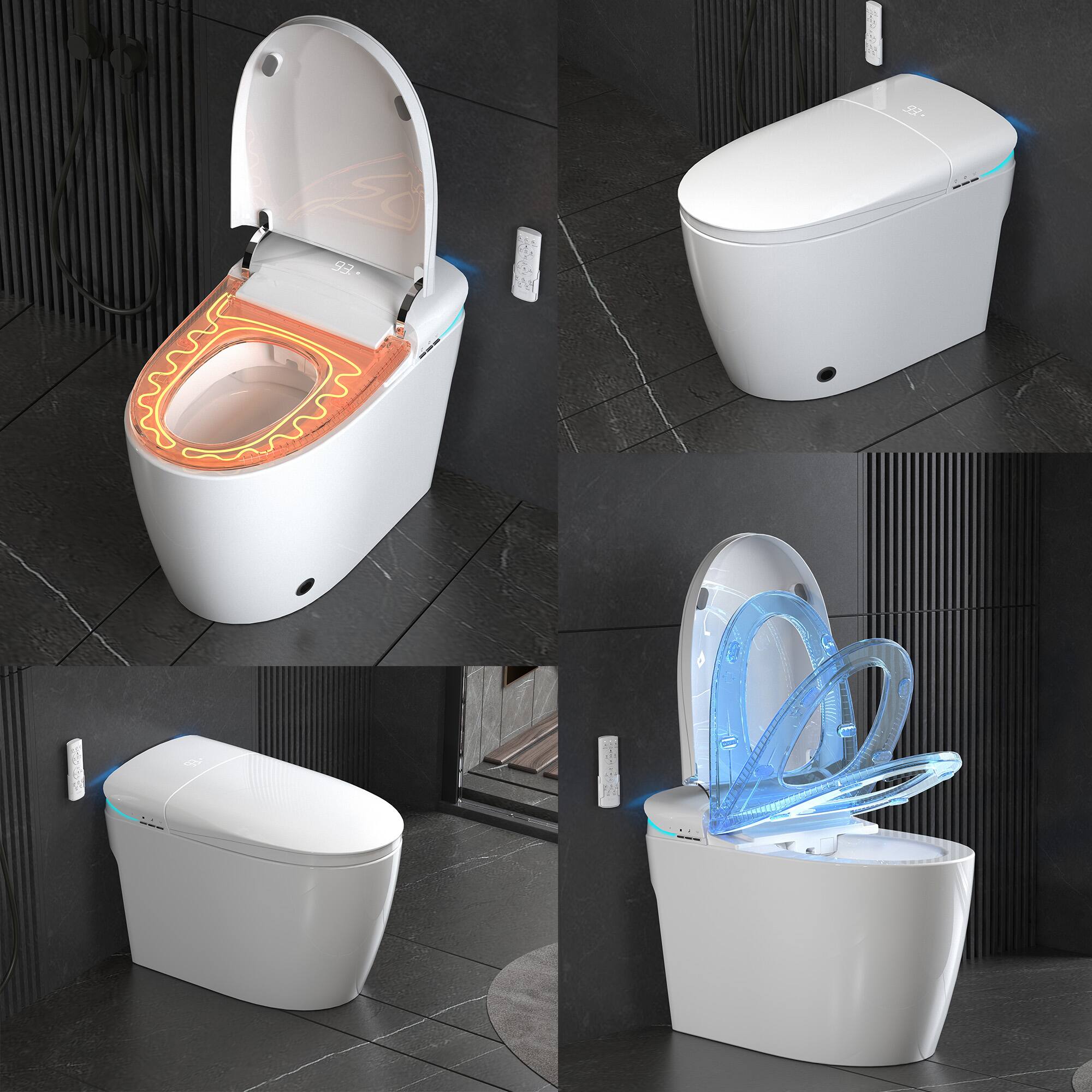 Alt View 1. Vipbear - Voice Control Smart Toilet ,Auto Open/Close,Foam Shield,Foot Sensor,Movement Drying，Heated Seat - White.