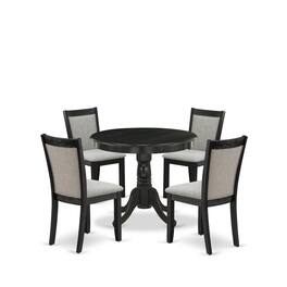 East West Furniture - 5-Pc Dining Table Set Includes a Modern Dining Room Table and 4 Shitake Linen Fabric Dining Room - Multi-Color
