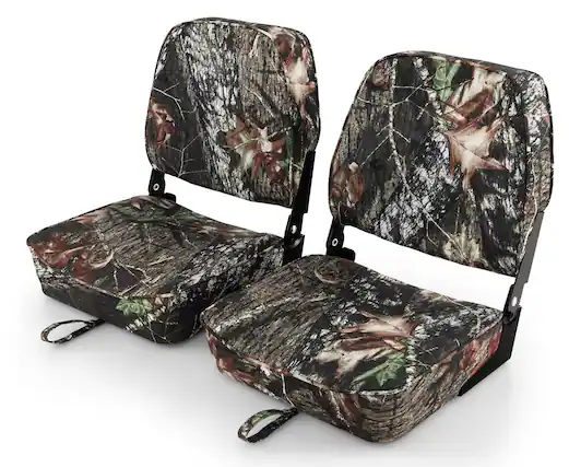 Front. Costway - Costway 2-Piece Folding Boat Seat Set with Sponge Padding & Aluminum Hinges Low Back - Camo.