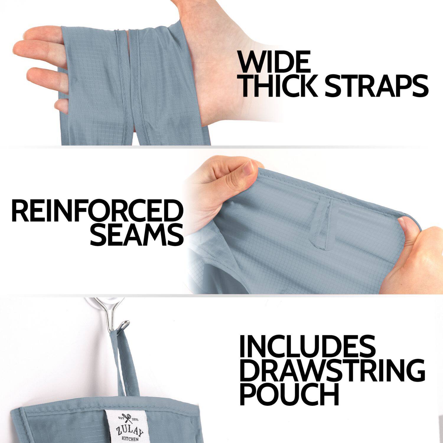 - Wide Thick Straps
- Reinforced Seams
- Includes Drawstring Pouch