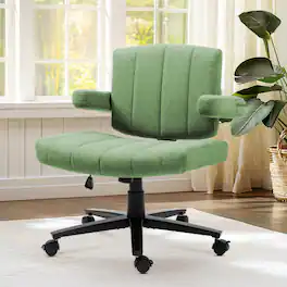 Akoasm - Fabric Criss Cross Swivel Desk Chair Office Chair with Wheel, Adjustable Height Gaming Chair for Study Gaming - Green