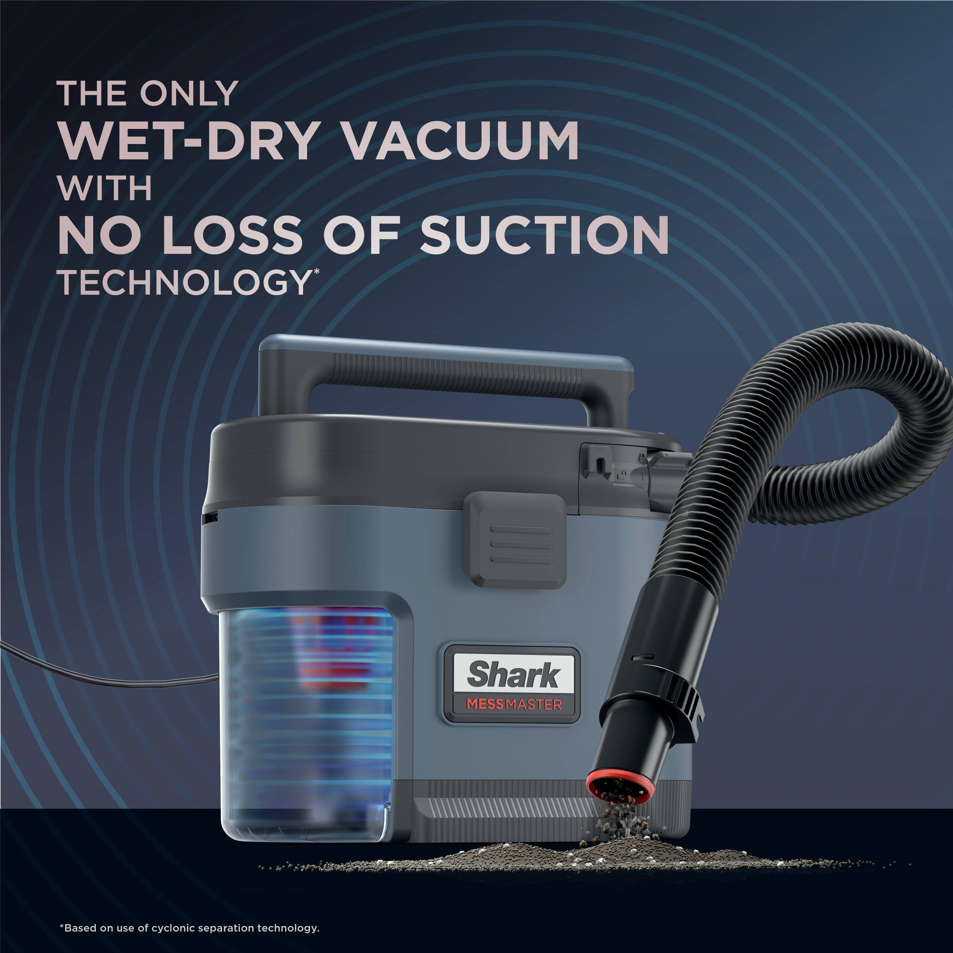 The only wet-dry vacuum with no loss of suction technology is the Shark MessMaster. This vacuum is equipped with cyclonic separation technology, which helps maintain its suction power even when it's filled with dirt and debris.