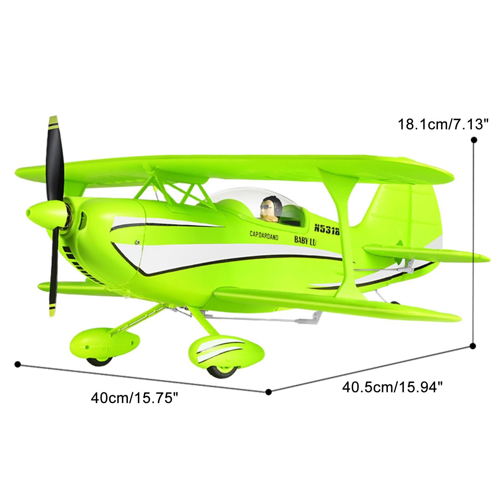 18.1cm/7.13"  
CAP.DARDAND N5318 BABY LU  
40cm/15.75"  
40.5cm/15.94"