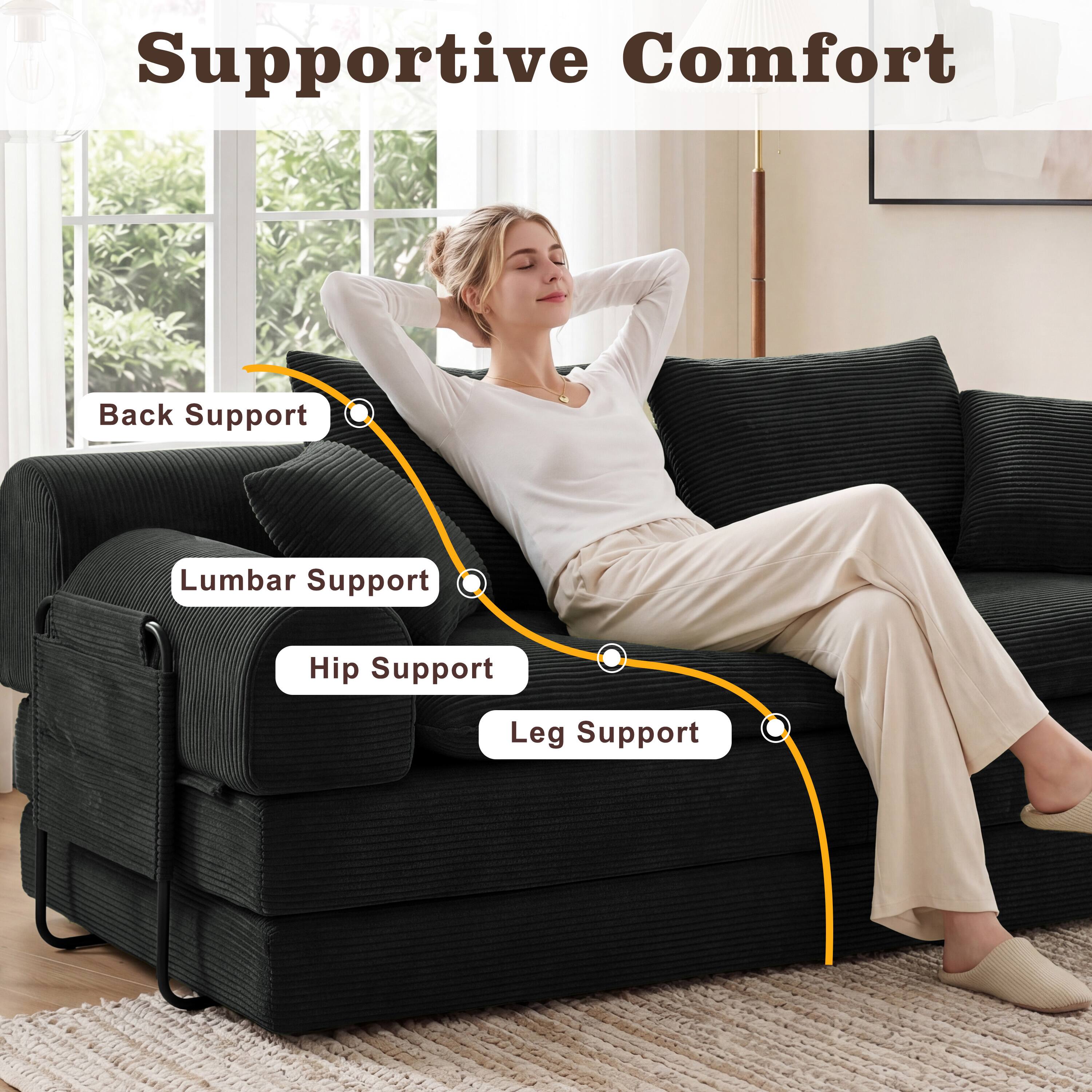 Supportive Comfort  
Back Support  
Lumbar Support  
Hip Support  
Leg Support