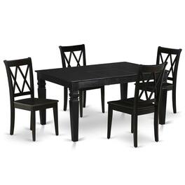 East West Furniture - Dining Room Set Black - Brown