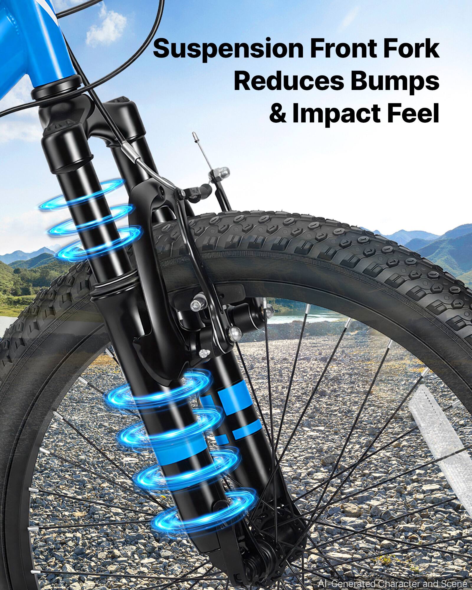 Suspension Front Fork Reduces Bumps & Impact Feel

AI-Generated Character and Scene