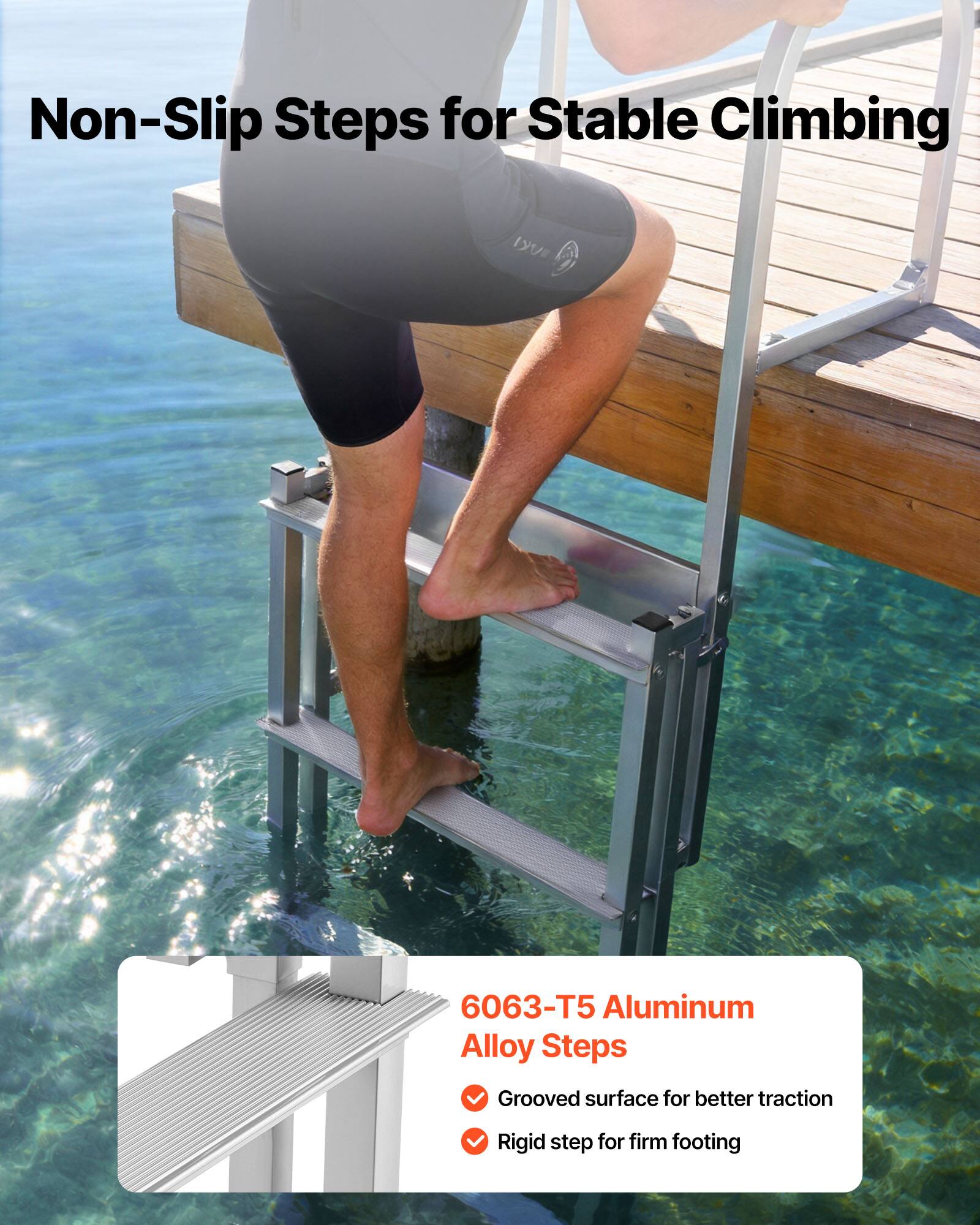 Non-Slip Steps for Stable Climbing

6063-T5 Aluminum Alloy Steps
- Grooved surface for better traction
- Rigid step for firm footing