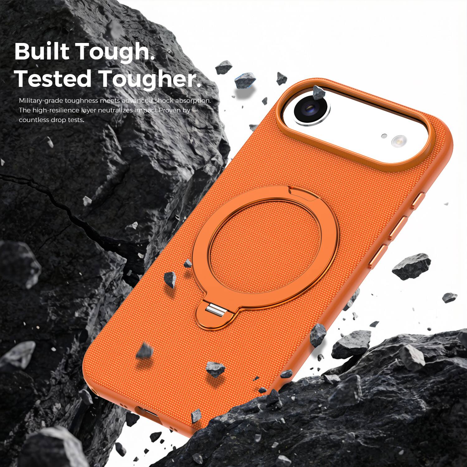Built Tough.  
Tested Tougher.  

Military-grade toughness meets advanced shock absorption.  
The high-resilience layer neutralizes impact. Proven by countless drop tests.
