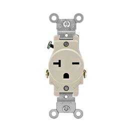 Leviton - 20 amps 250 V Single Outlet 6-20R 1 pk - Light Almond