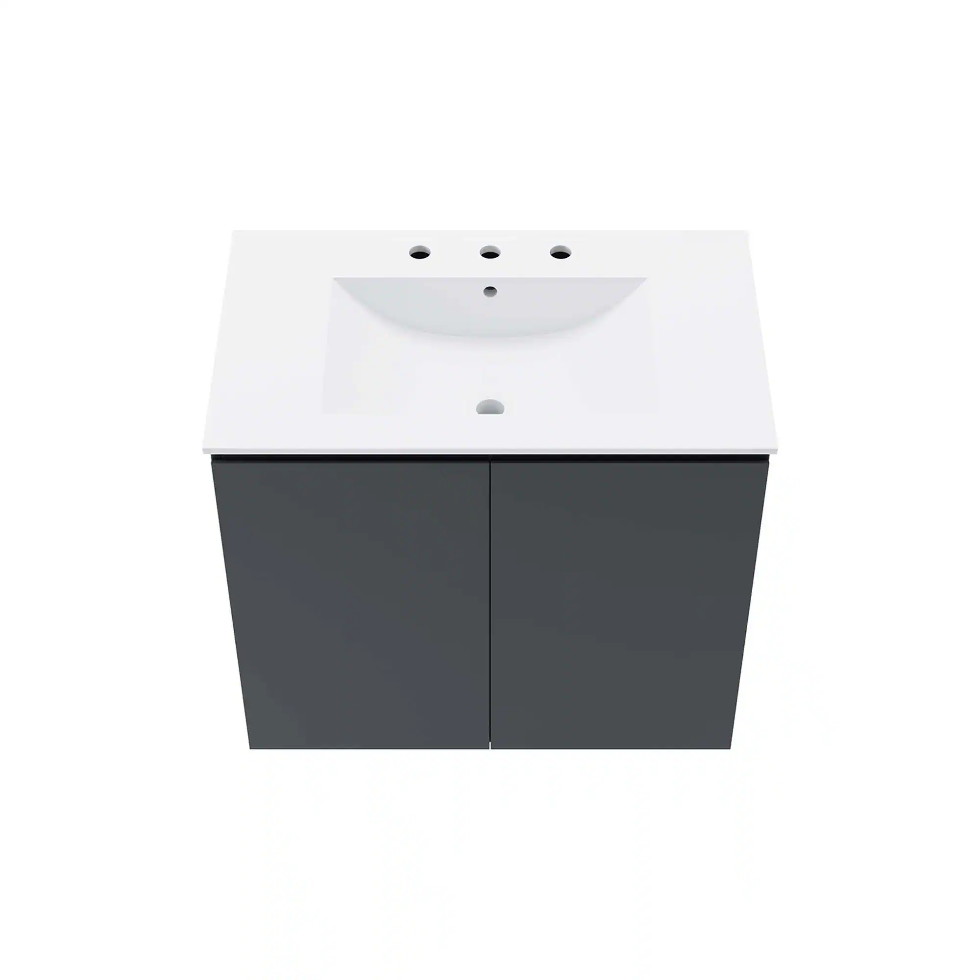 Alt View 4. Modway - Bryn Wall-Mount Bathroom Vanity Basin Included - Gray White.