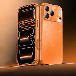 Dteck - Magnetic Slim Shockproof Case for Apple iPhone 17 Pro, Rugged Protective Shell with Built-in Glass Lens Protector - Orange