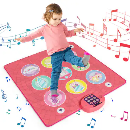 Front. Costway - Costway Kids Dance Mat Electronic Dancing Pad with 3 Game Modes Music Dance Step Play Toy - Pink.