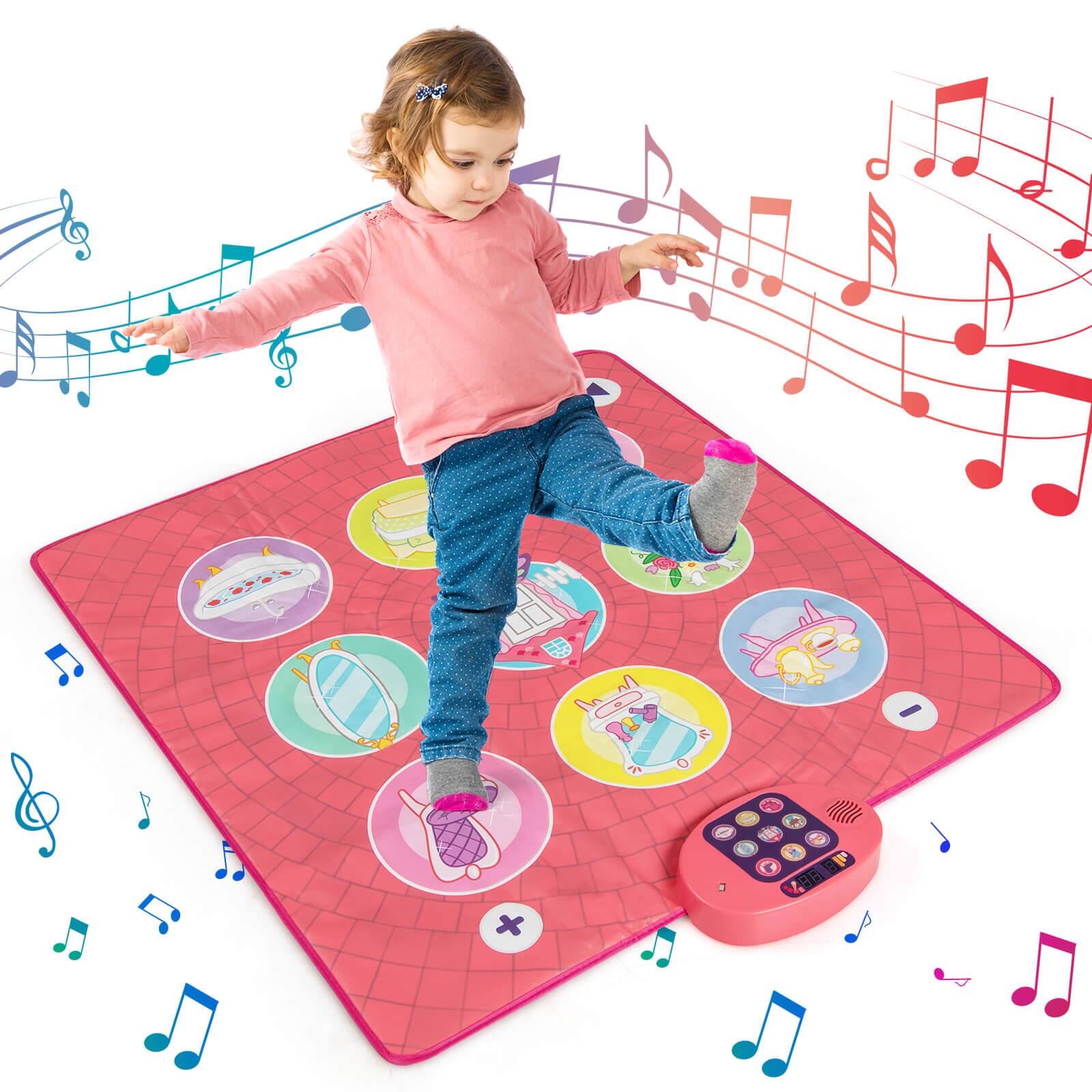 Costway - Kids Dance Mat Electronic Dancing Pad with 3 Game Modes Music Dance Step Play Toy - Pink