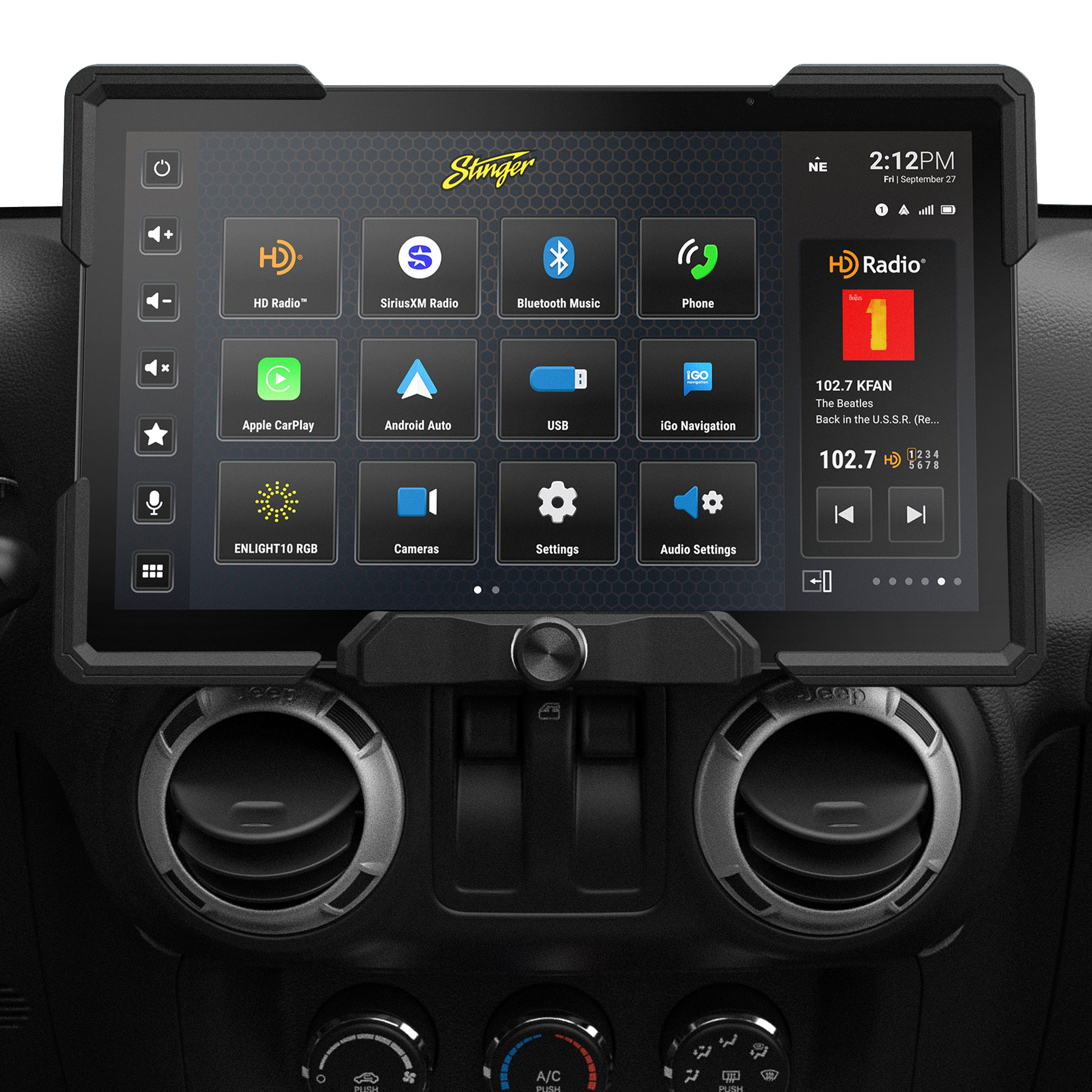 Stinger - 12.8" Android Auto/Apple CarPlay Bluetooth Digital Media Receiver for Select 2011-2018 Jeep Wrangler JK Vehicles - Black