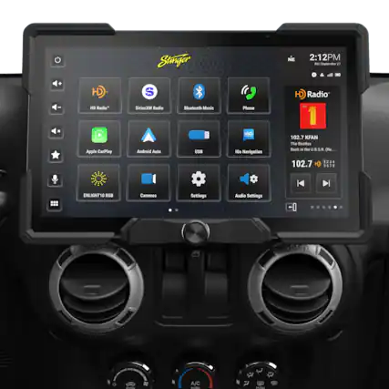 Stinger NE
2:12 PM
Fri September 27
HD Radio
SiriusXM Radio
Bluetooth
Apple CarPlay
Android Auto
Phone
iGo Navigation
USB
Smooth Music
102.7 KFAN
The Beatles - Back in the U.S.S.R. (Re..)
102.7
HD Radio
123
678
ENLIGHT10 RGB
Cameras
Settings
Audio Settings
A/C
P/N