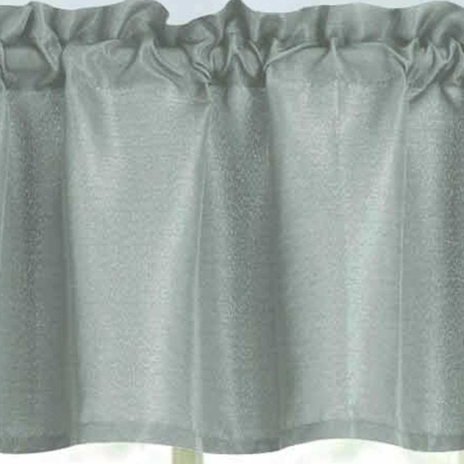 Back. RT Designers Collection - RT Designers Collection 100% Polyester Gibson Solid 3 PC Kitchen Curtains Valance & Tiers Set 54" x 18" Silver - Silver.