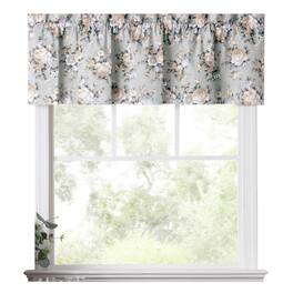 Ellis Curtain - Ellis Bella Rose Stylish Medium Scale Printed Floral Pattern 1.5" Rod Pocket Tailored Valance for Windows 58"x15" - Mist