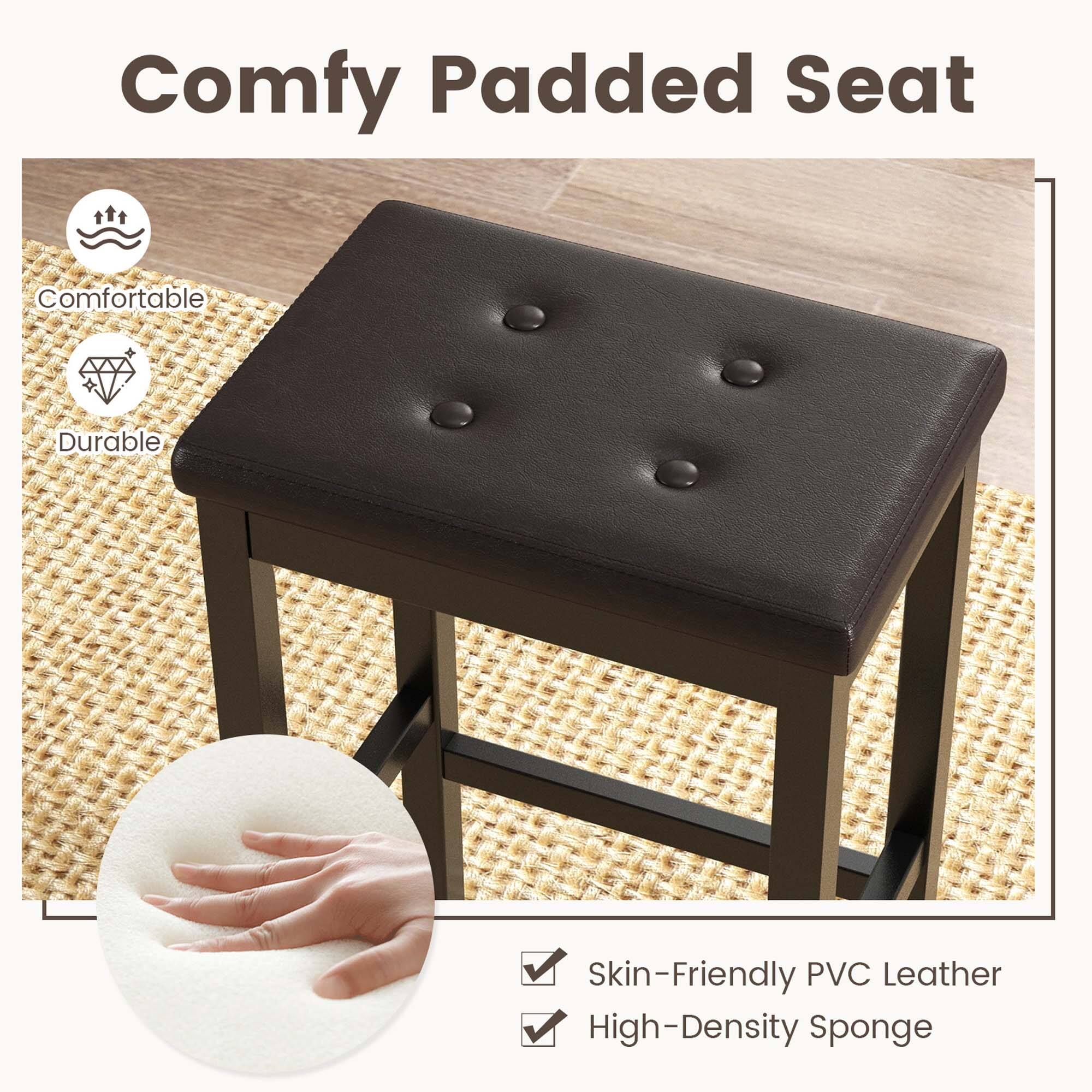 Comfy Padded Seat: Comfortable, Durable, Skin-Friendly PVC Leather, High-Density Sponge.