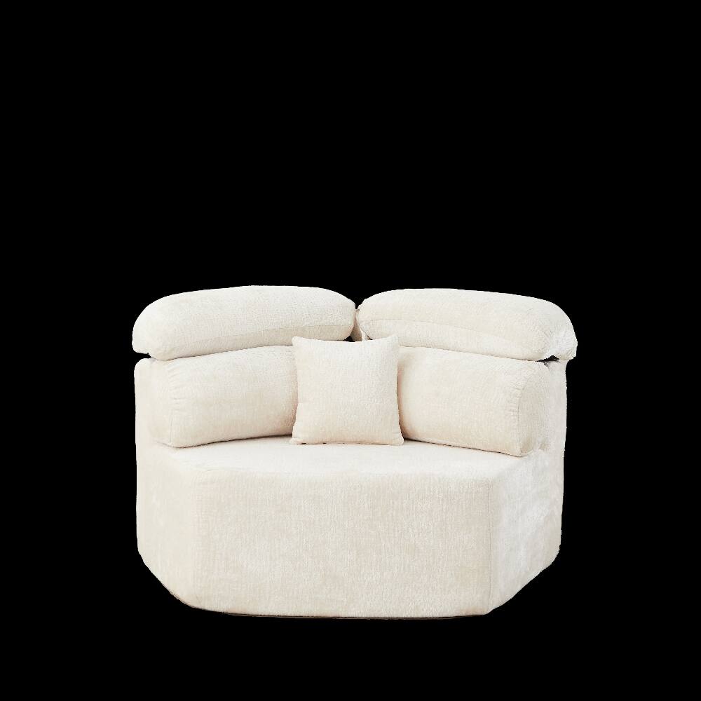 Alt View 4. Loheer - Loheer 53-Inch Cream Single Seater Lounge Chair Modular Foam Sofa - Cream.