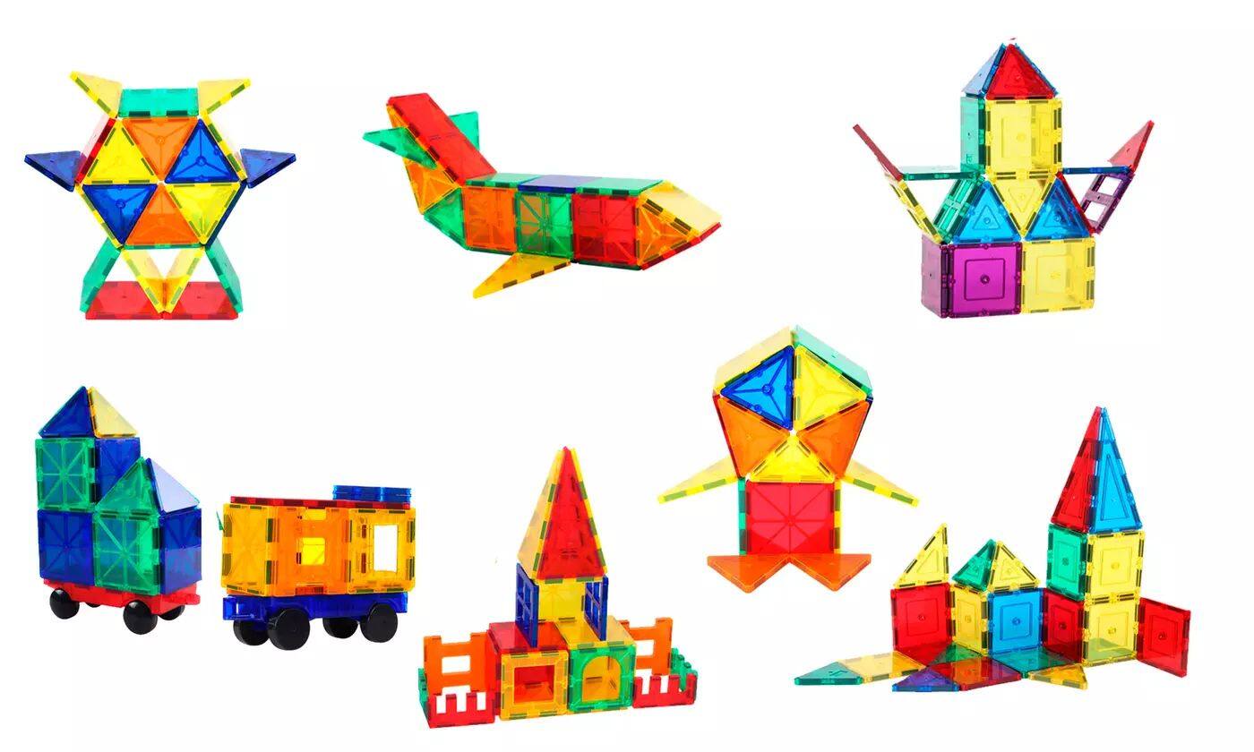 Front. Link - Link 3D 100pc Magnetic Building Blocks Tile Set - Great For Fine Motor Skills & Problem Solving - multi.