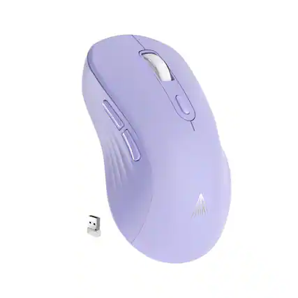 Front. Cozy Serene - Wireless Mouse Rechargeable Silent Dual Mode Black Sm66 2.4ghz With Side Buttons - purple.