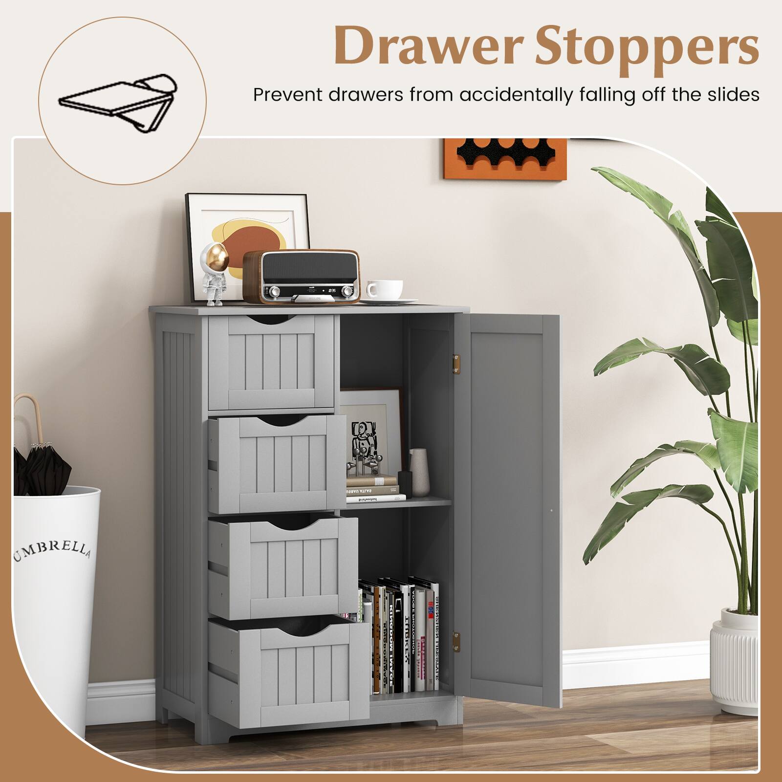Drawer Stoppers Prevent drawers from accidentally falling off the slides TOX !  I : UMBRELLA I TIIEAYR  ! TU! OCaLI TVRAUR | LII