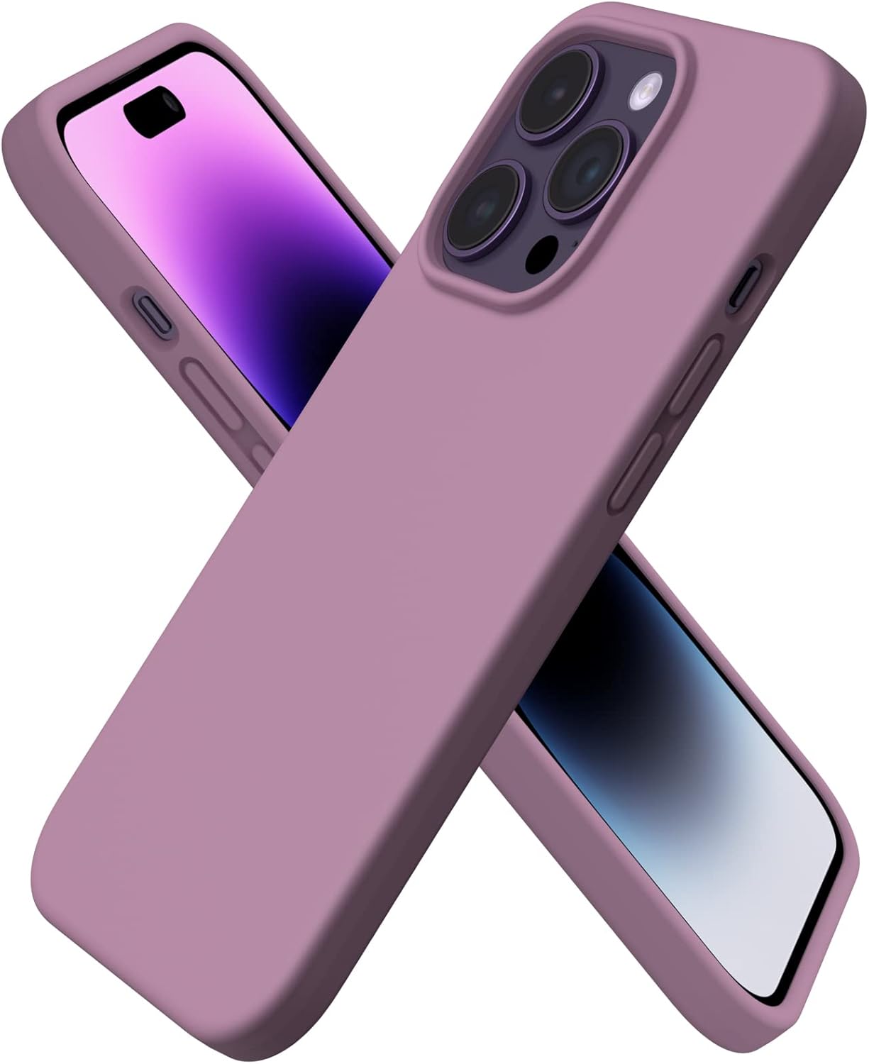 Front. Ornarto - ORNARTO Designed for iPhone 14 Pro Case 6.1", Slim Liquid Silicone 3 Layers Full Covered Protective Cover-Lilac Purple - Lilac Purple.