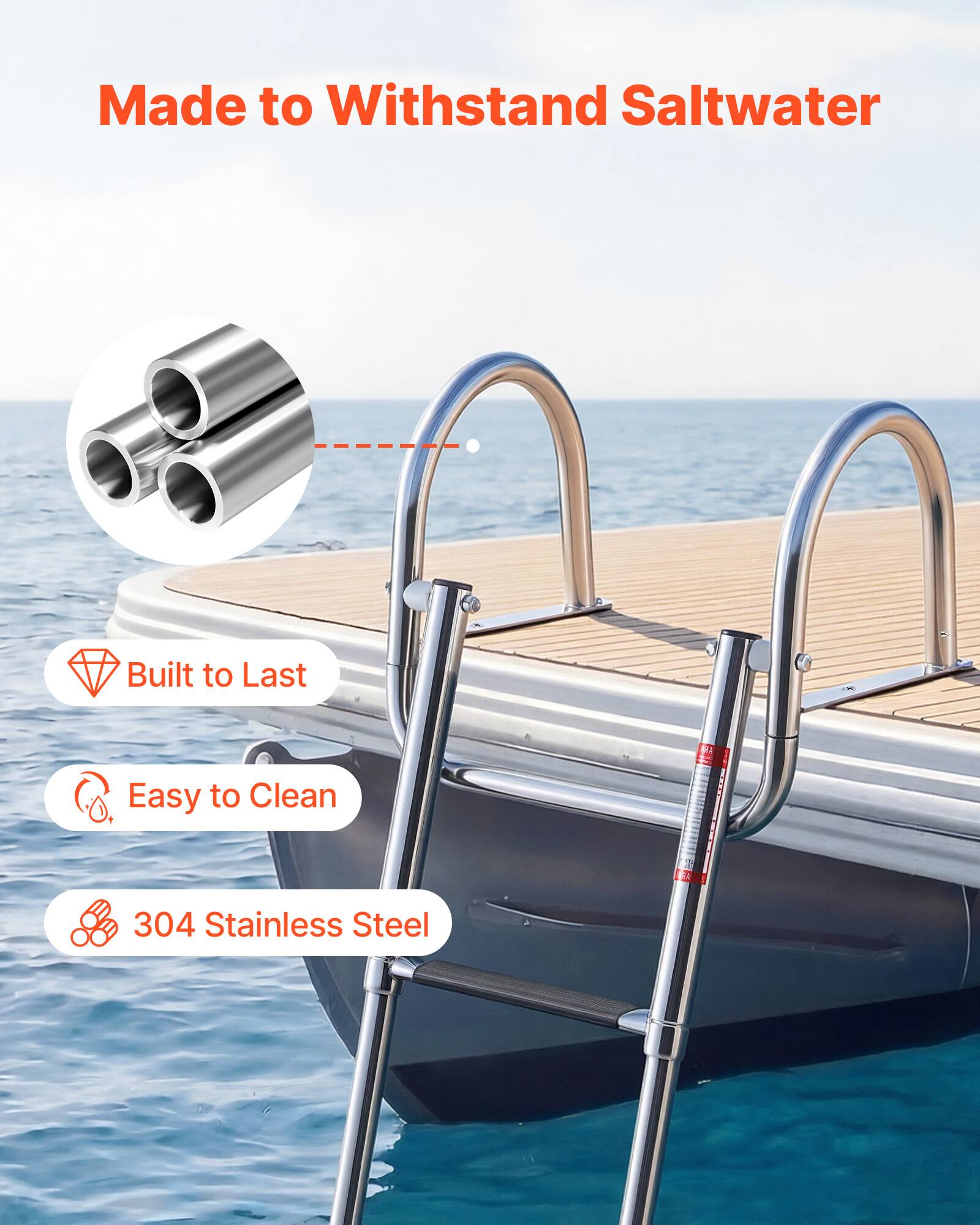 Made to Withstand Saltwater  
Built to Last  
Easy to Clean  
304 Stainless Steel