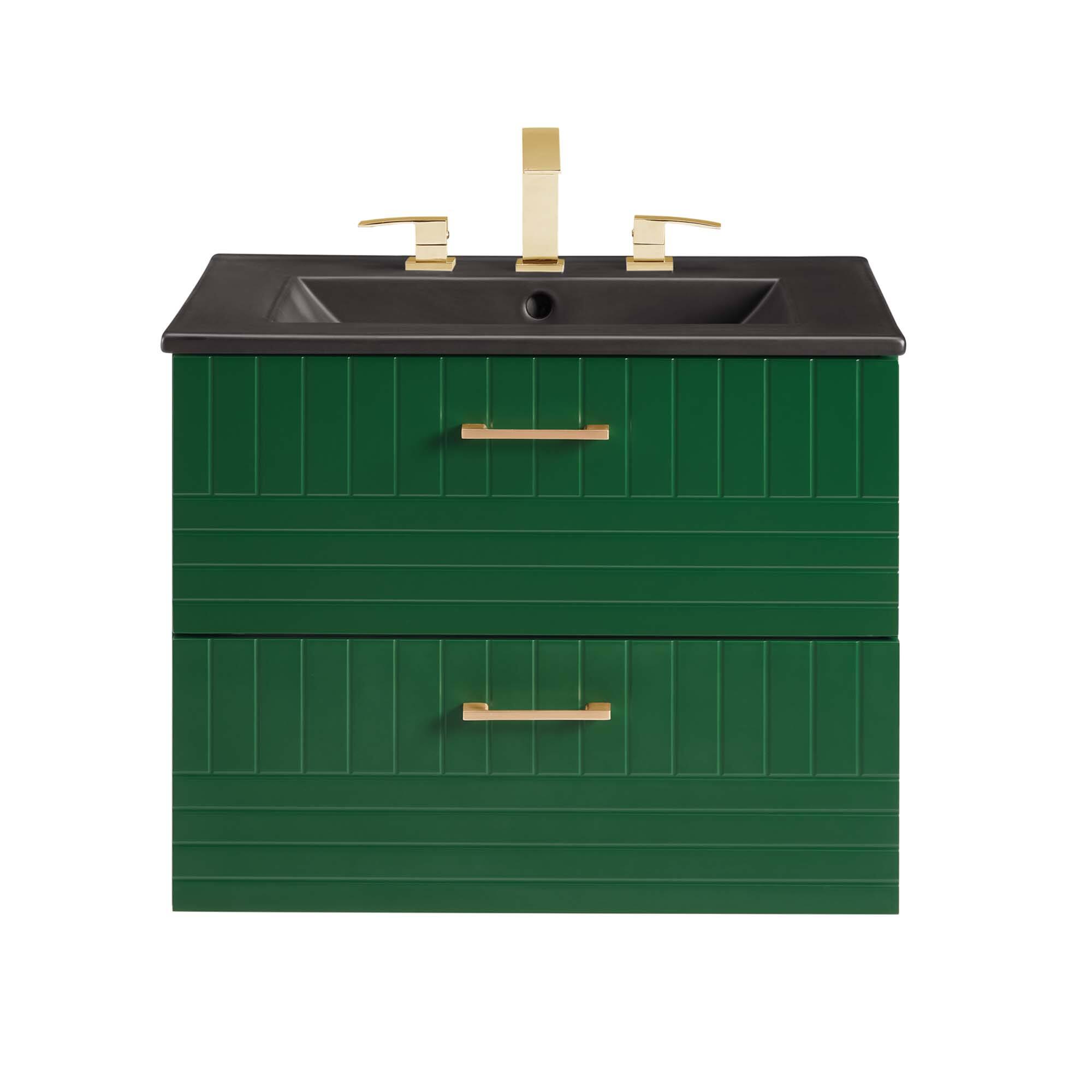 Alt View 3. Modway - Daybreak Wall-Mount Bathroom Vanity Basin Included by Modway - Green Black.