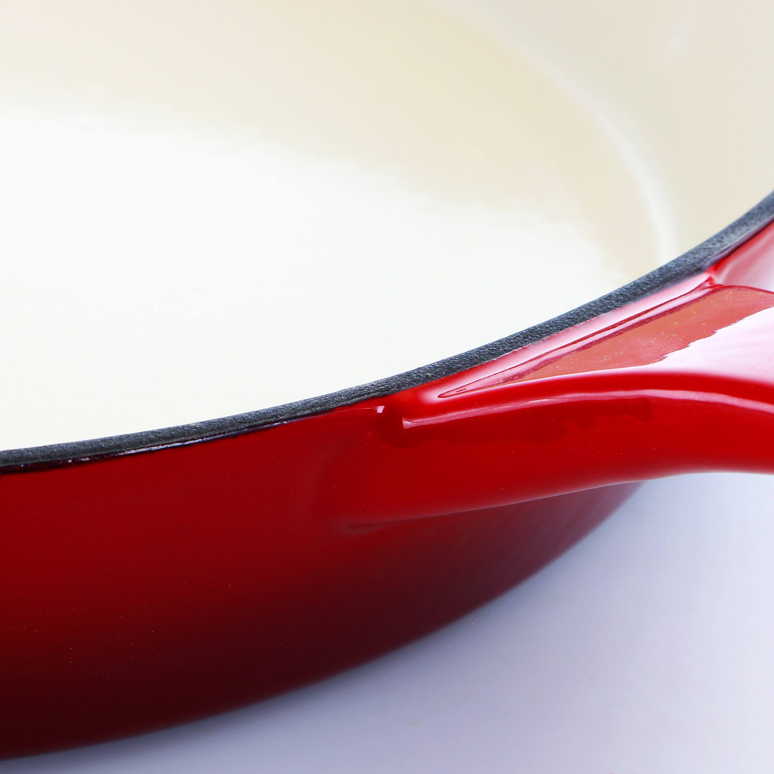 Alt View 3. Crock-Pot - Crock-Pot Artisan 12 Inch Enameled Cast Iron Skillet in Scarlet Red - Red.