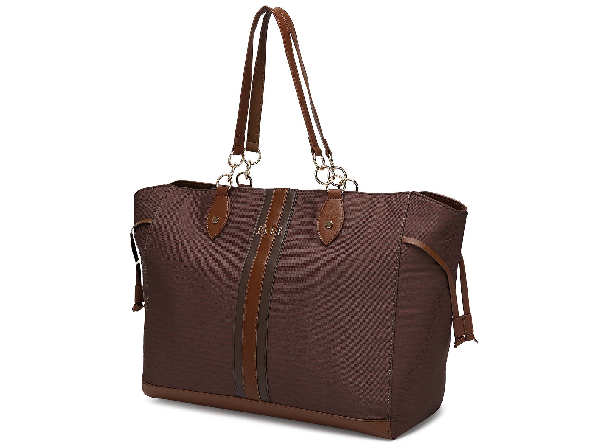 Alt View 5. Elle - ELLE Eleganza 32L Monogram Weekender Duffel Bag | Brown - Brown.