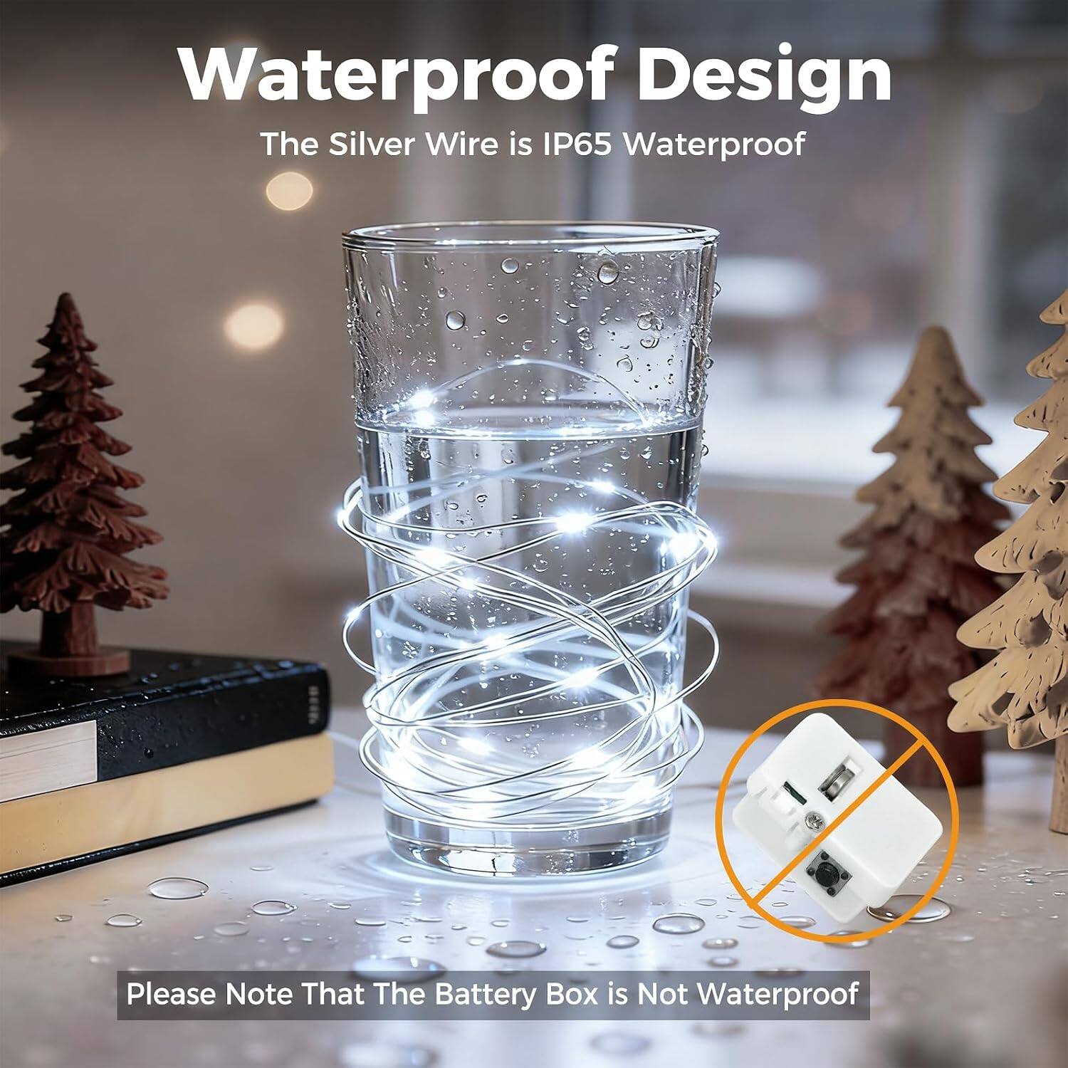 Waterproof Design  
The Silver Wire is IP65 Waterproof  

Please Note That The Battery Box is Not Waterproof