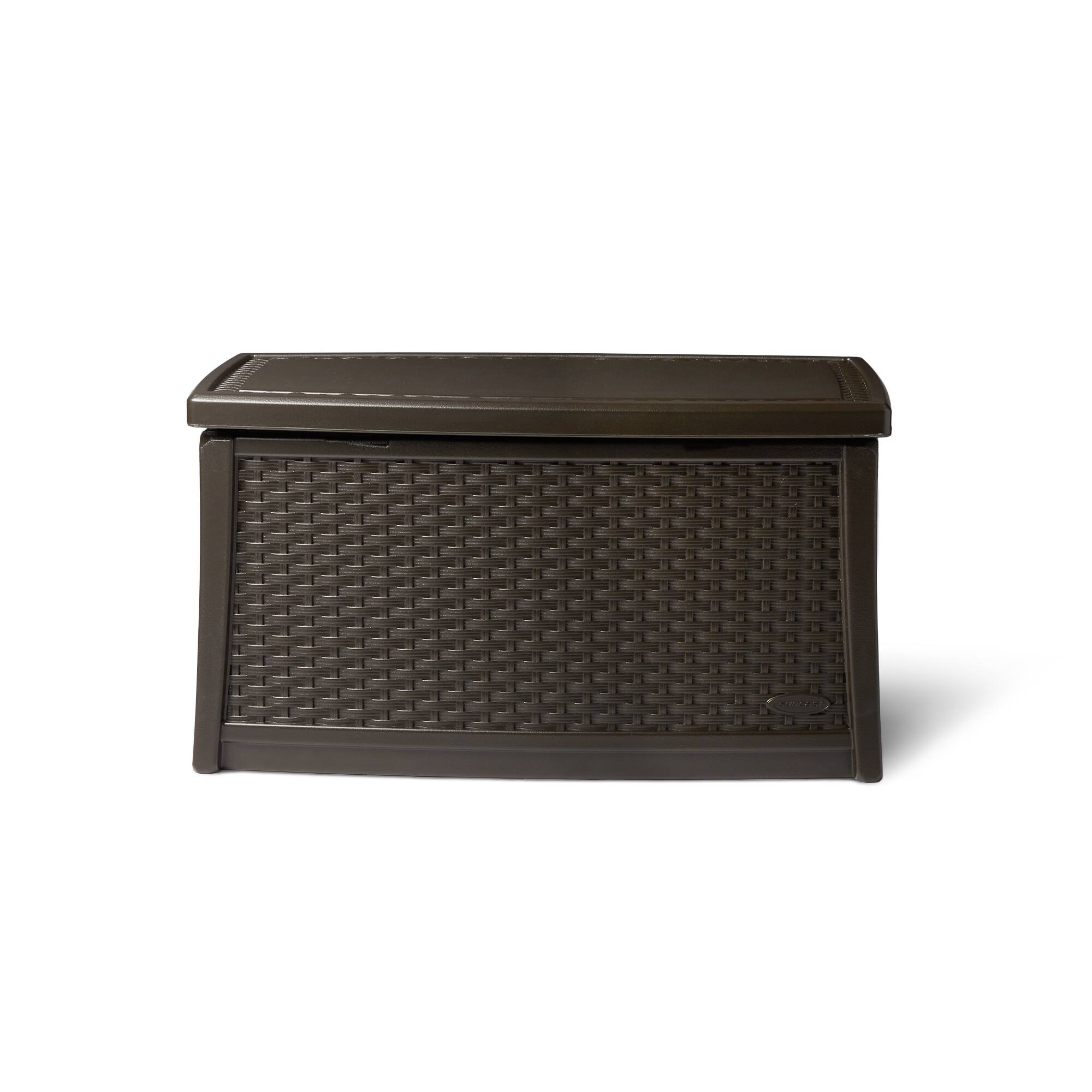 Alt View 1. Suncast - Suncast Elements Outdoor Resin Wicker Coffee Table with Storage, Java | BMDB3010 - Java.