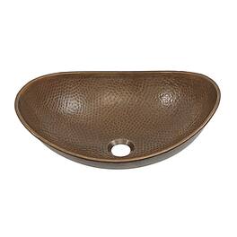 Hammered Bath Vessel Sink Oval 19 x 14 inch