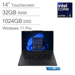 Lenovo - ThinkPad T14 Gen6 14" FHD+ Touch Laptop - Intel Core Ultra 5 - 32GB RAM - 1TB SSD - Thunderbolt - Backlit - Win 11Pro - Black Touchscreen