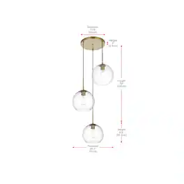 Living District - Baxter 20 Inch Pendant Clear Shade in Satin Gold - Satin Gold And Clear